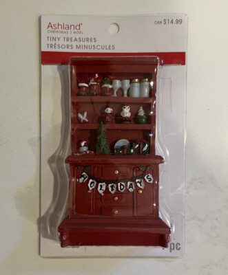 Ashland Christmas Tiny Treasures Red Hutch Buffet 2021 NEW Miniatures Dollhouse