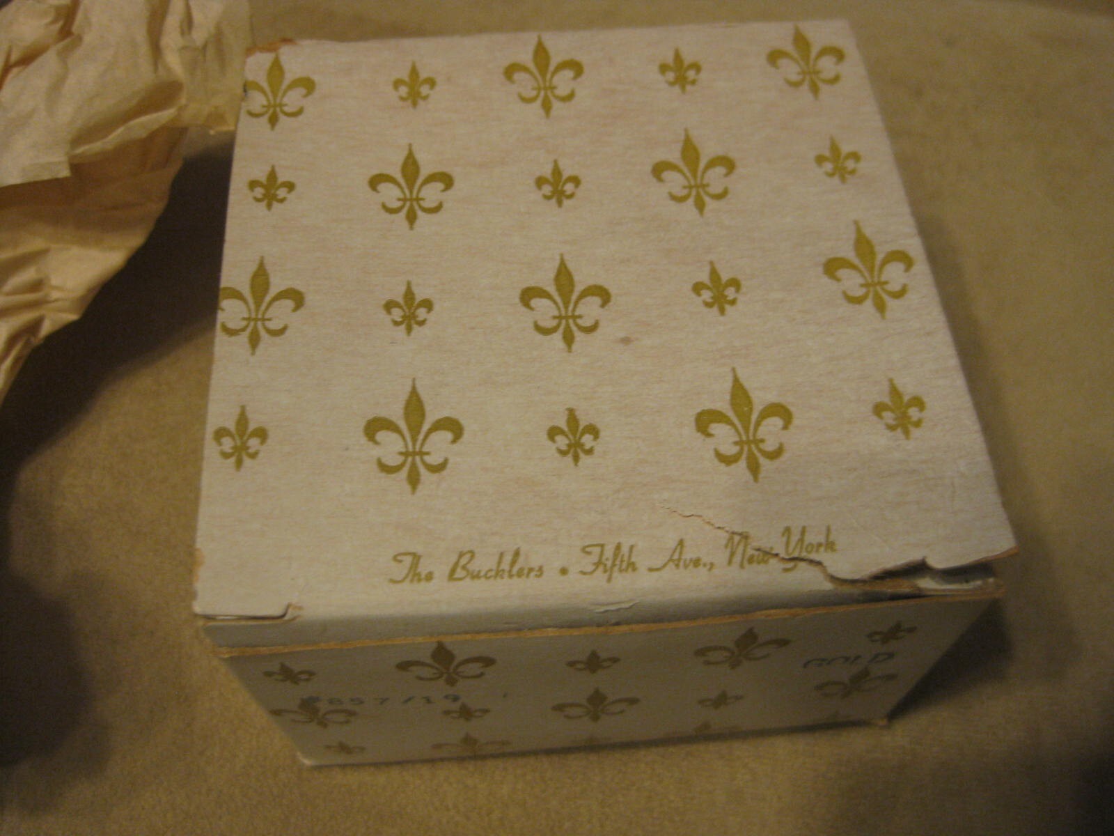 The Bucklers of 5th Ave GOLD and Glass Ashtray Matchbox Vintage Never used.