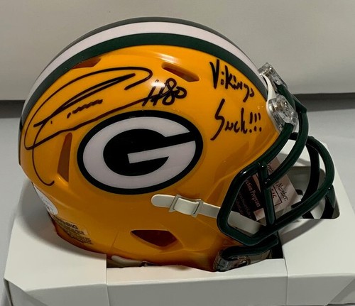 Packers DONALD DRIVER Signed Speed Mini Helmet AUTO w/ "Vikings Suck!" - JSA - Picture 1 of 1