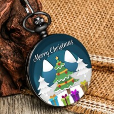 CHRISTMAS Pocket Watch Pendant "MOUNTAIN CHRISTMAS TREE" Xmas Gift/Sock Stuffer 