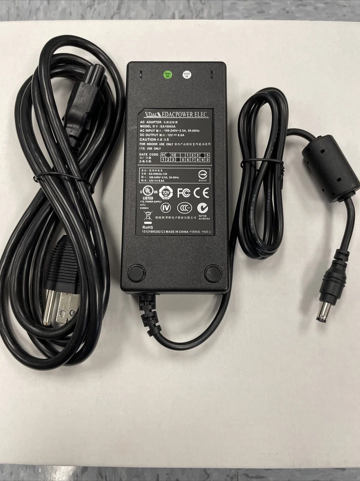 Adaptador de CA de 80 vatios DC 12V 6.6A para EDAC EA10953A + cable Foto 2 de 2