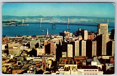 c1960s San Francisco California Oakland Bay Bridge View Vintage Postcard