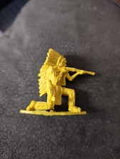 Yellow Plastic Indian Chief Warrior action Figure Native American- Kneeling