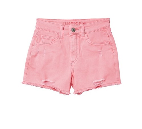 NWT Justice Pink Jean Shorts Distressed Girls Size 12 Mini Mom Short Denim - Picture 3 of 13