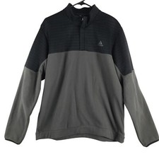 Adidas Men's XL Colorblock 1/4 Zip Sweater Gray Black Golf DWR Water Repellant