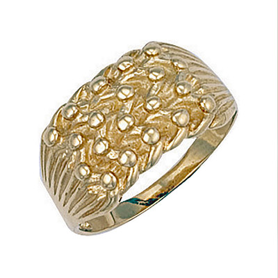Bandring 9 kt Gelbgold 14 mm 4-reihig Halter, Größen O bis Z (R0063)