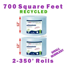 Recycled Grade - 12" Small (1/8) American Bubble Boy Bubble Wrap- 700 Square fee