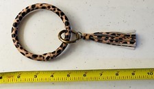 Keychain Bracelet Wristlet Metal Leopard Cheetah Print w/ Tassel Stylish Gift