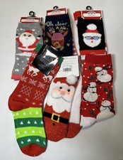 6 Pairs Women  s Christmas Socks Winter Warm Stocking Stuffers Reindeer Snowman