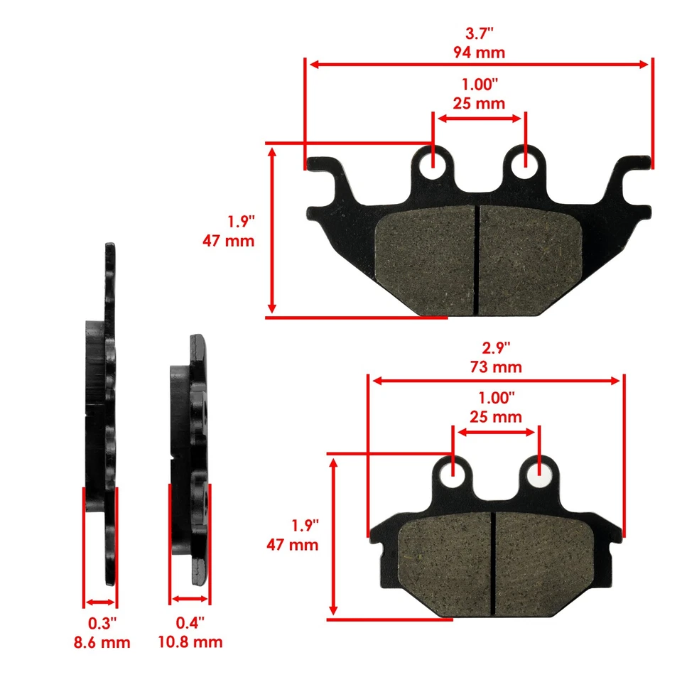 Front Rear Brake Pads for Kawasaki Mule Pro-Fx Pro-Fxt KAF820 2015-2016 — 第 4/4 张图片