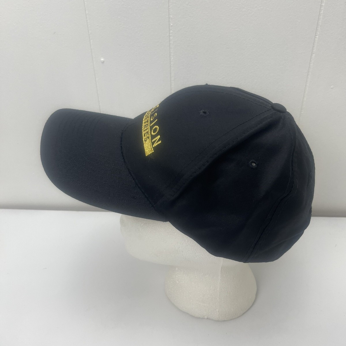 Precision Industries Hat Cap Black Gold Embroidered Snapback Adjustable View 3