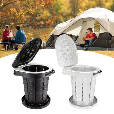 Folding Camping Toilet W/Lid Outdoor Adjustable Stool Fishing Seat - Main Image