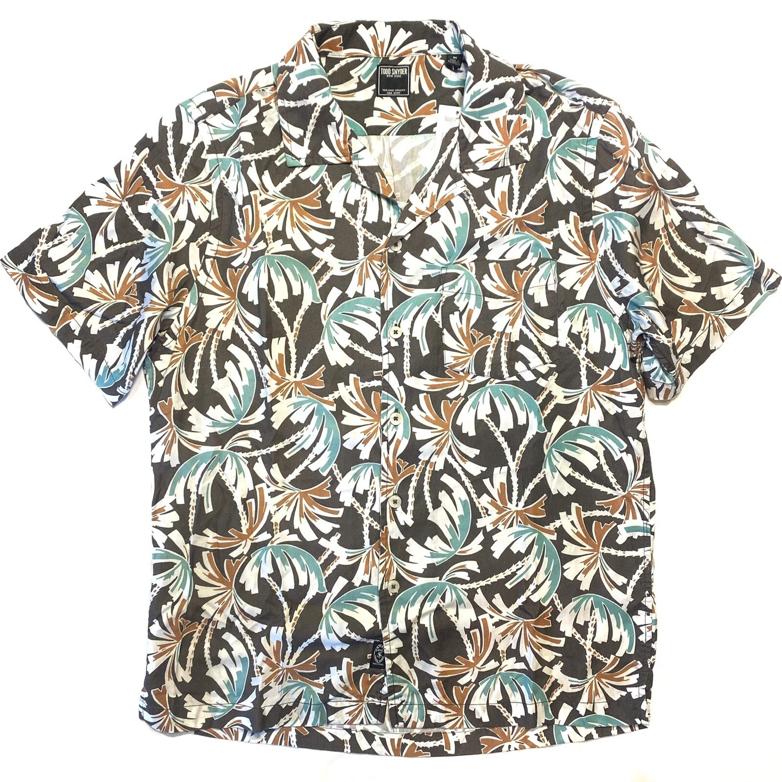 TODD SNYDER Mens Palm Print Camp Collar Short Sleeve Shirt Brown (MSRP $178)
Opens in a new window o