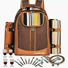Picnic Backpack Apollo Walker Cooler Blanket Plates Utensils Storage 4 Person 