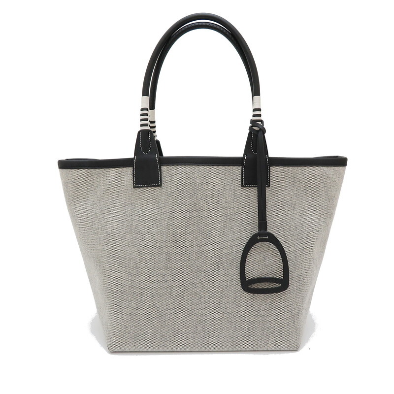 HERMES 人気 トートバッグ キャンバス 本革レザー Steeple 28 Hermes Steeple 28 Tote Bag Canvas/Leather Black Ladies Bl