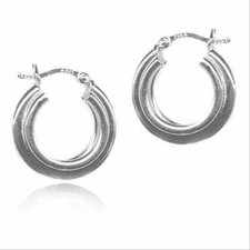 Stearling Silver Triple Hoop Earrings, 16mm