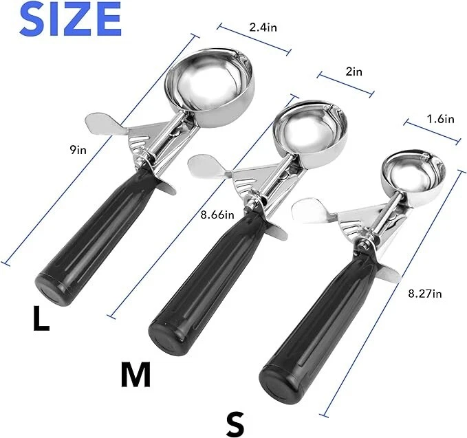 Juego de cucharadas para galletas, Juego de cucharadas para helado, 3 cucharadas - Изображение 3 из 4