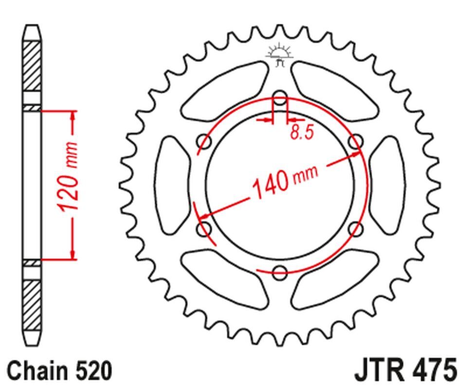 Pignon arrière JT 475 40 dents idéal pour restaurer votre trail Kawasaki KL 250