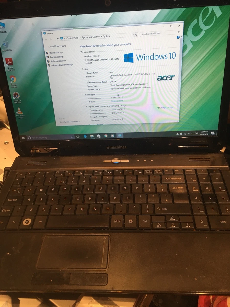 Ordinateur Portable EMachines G725 (Toshiba) - Occasion - À Vérifier