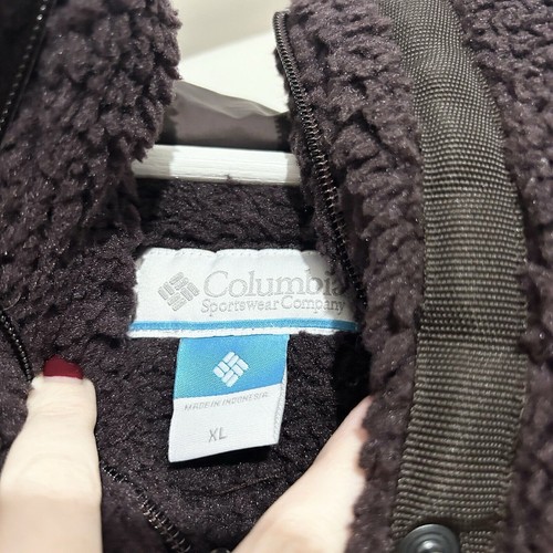 Columbia Lodge Sherpa Puffer Coat Jacket Size XL Purple Boxy Crop Teddy RRP £120 - Picture 5 of 10