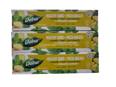 3 x Dabur Bio Ingwer & Minze Zahnpasta - gesundes Zahnfleisch + frischer Atem