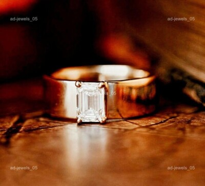 Lab Grown Diamond 18K Solid Rose Gold Solitaire April Birth Father's Day Ring