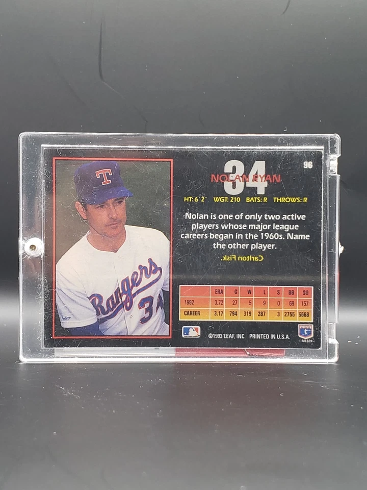 1993 Triple Play Nolan Ryan On Card Autograph #96 HOF - Image 2 of 4