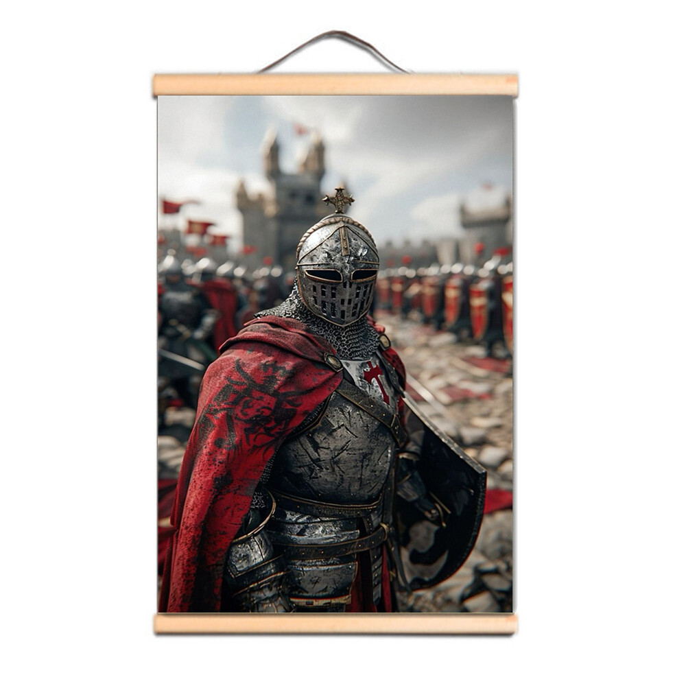 Crusader Warrior Art Poster Knights Templar Mural Home Decor Scroll Painting A5-image