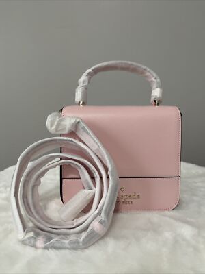 New Kate Spade Staci Square top handle crossbody Bag Chalk