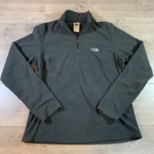 The North Face Pullover Womens Sz Large Black TKA 100 Fleece Jacket 1/4 Zip