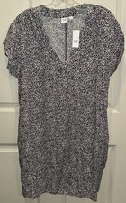 NWT! New! Gap Womens Short Sleeve V-Neck Dress Large Navy Polka Dot Sz Small