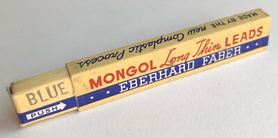 Vintage EBERHARD FABER Mongol BLUE Mechanical Pencil Lead 1.18mm 4'' NOS 12pk USA