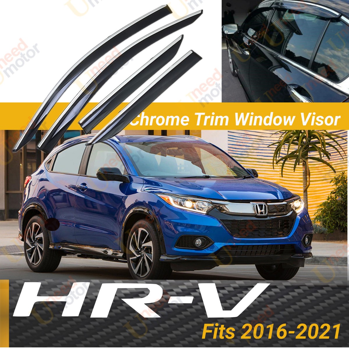 Smoked Clip-On Window Visor Rin Gurd For Hond HRV Kuwit