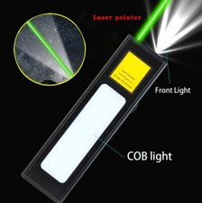 Option of Blue or Green LaserPointer w/ Front Light and Side COB Flashlight USA
