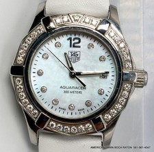 Tag Heuer Aquaracer WAF1416.BA0823 DIAMOND Bezel PEARL Ladies Swiss Quartz Watch
