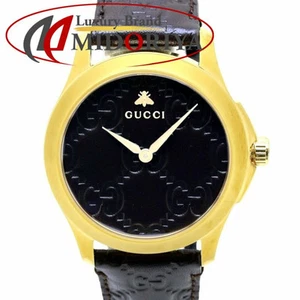 Montre homme GUCCI G Timeless boîtier plaqué or ceinture cuir noir 2 aiguilles occasion