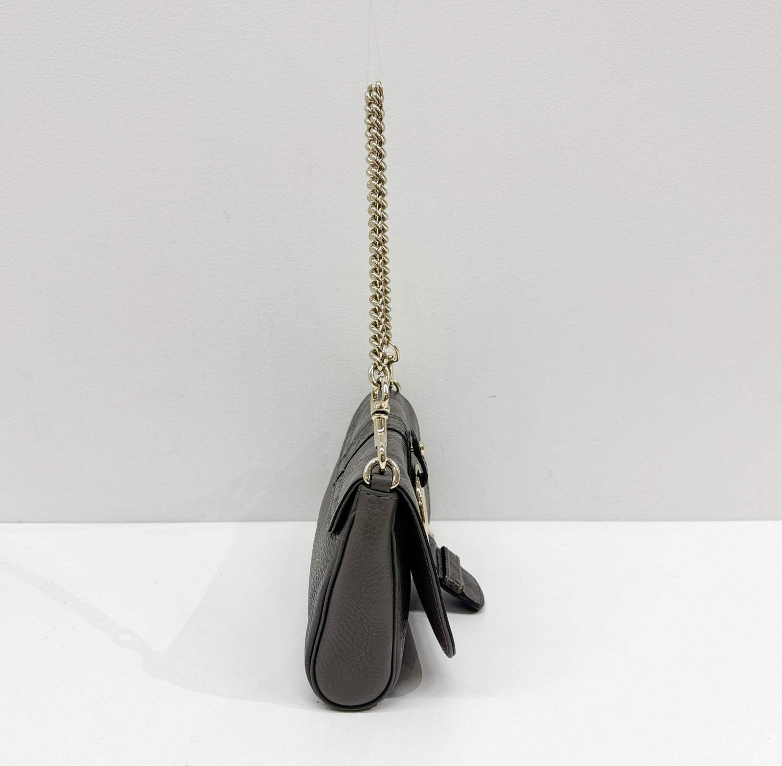 GUCCI Stirrup Gray Python Embossed Leather Should… - image 6