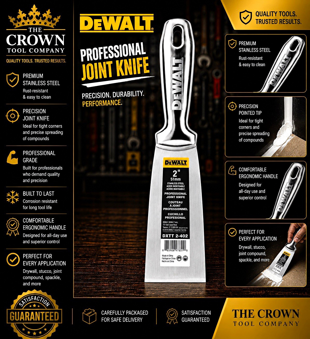 DEWALT 2 in Stainless Steel Professional Joint Knife Silver DXTT 2-402 1pc