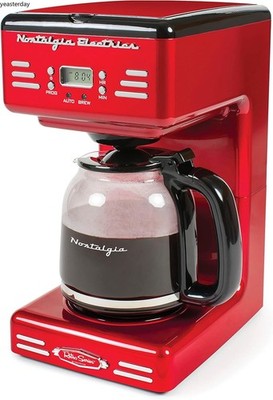 Nostalgia Retro 12-Cup Programmable Coffee Maker With LED Display, Red