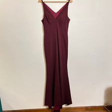 BHLDN Mermaid Maxi Gown Burgundy Wine Red V-Neck Formal Dress Size 12