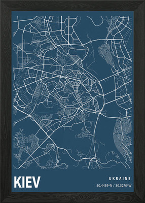 Kiev Blueprint Street Map Framed Wall Art Poster Canvas Print Picture