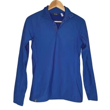Ibex Women's Indigo Blue Fleece Lined Snap Neck Long Sleeve Pullover Top XS