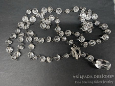 Silpada N1503 Sterling Silver Necklace w/Nuggetts of Crystal Toggle Clasp 35"