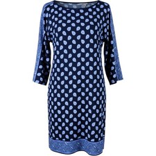 Michael Kors Womens Paisley Blouson Dress 3/4 Sleeve Blue Size XS