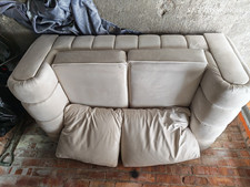 Beige Velvet 2 Seater Sofa with Padded Arms 190cm x 80cm x 75cm
