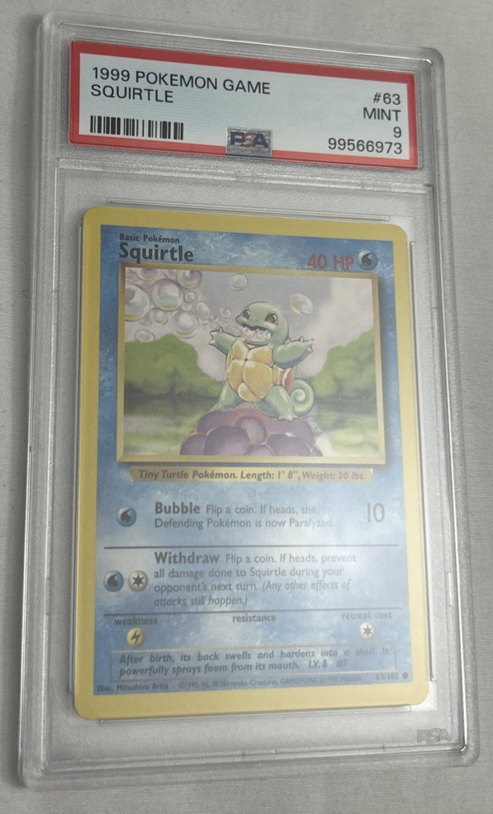 PSA 9 Squirtle 63/102 Pokemon Base Set 1999 Non Holo Card