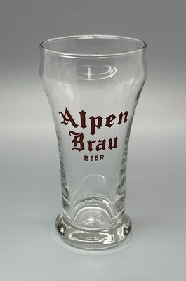 Alpen Brau Beer Sham Glass / Vtg Tavern Advertising / Man Cave Bar Decor Gift