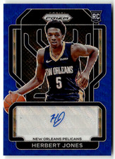 2021-22 Panini Prizm NBA Herb Jones Rookie Auto Blue Wave Card. rookie card picture