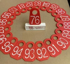 Rubber Livestock Tags #1 - #100 (Keychain, Room Key, Table Number, Luggage Tag)