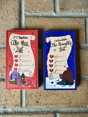 Set of 2 I HEART Revolution Naughty & Nice List - 18-pan Eyeshadow Palette NIB
